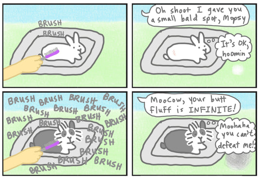 Brushing bunnies comic (published 7/27/2024)