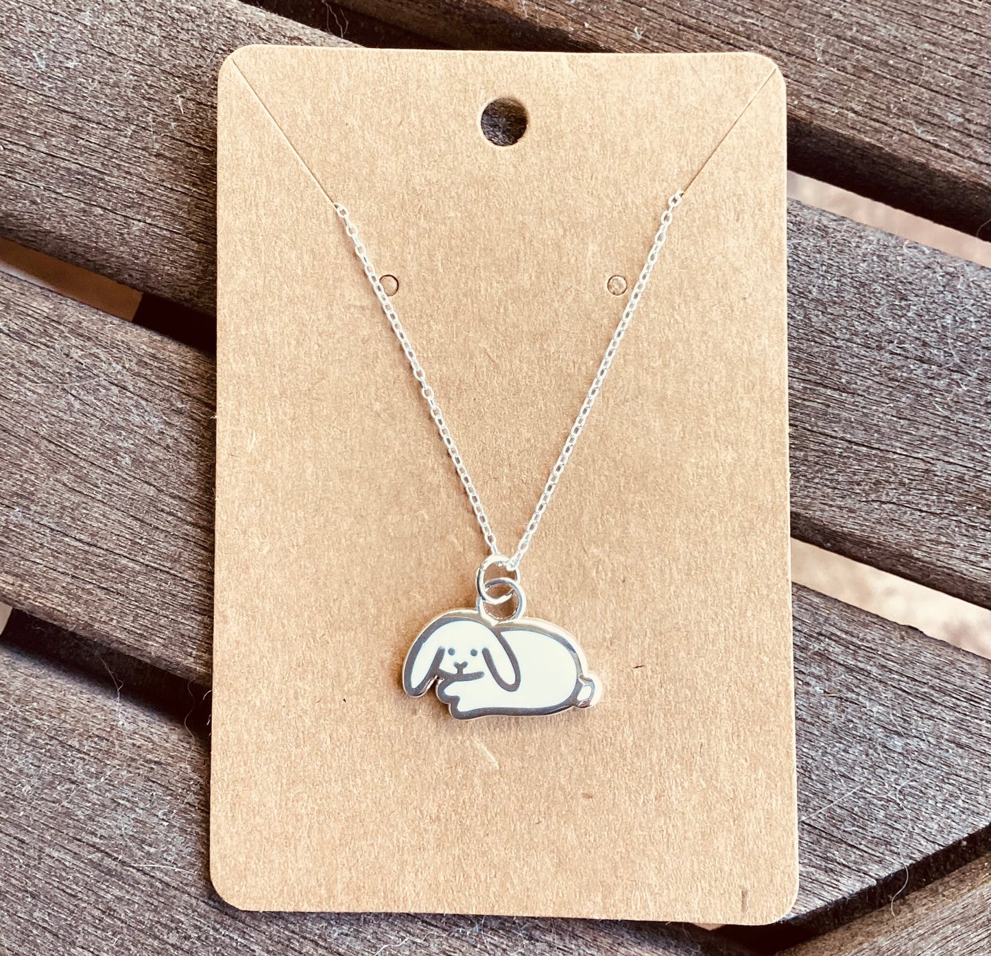 Lop Bunny Necklace (Select One White or Gray)