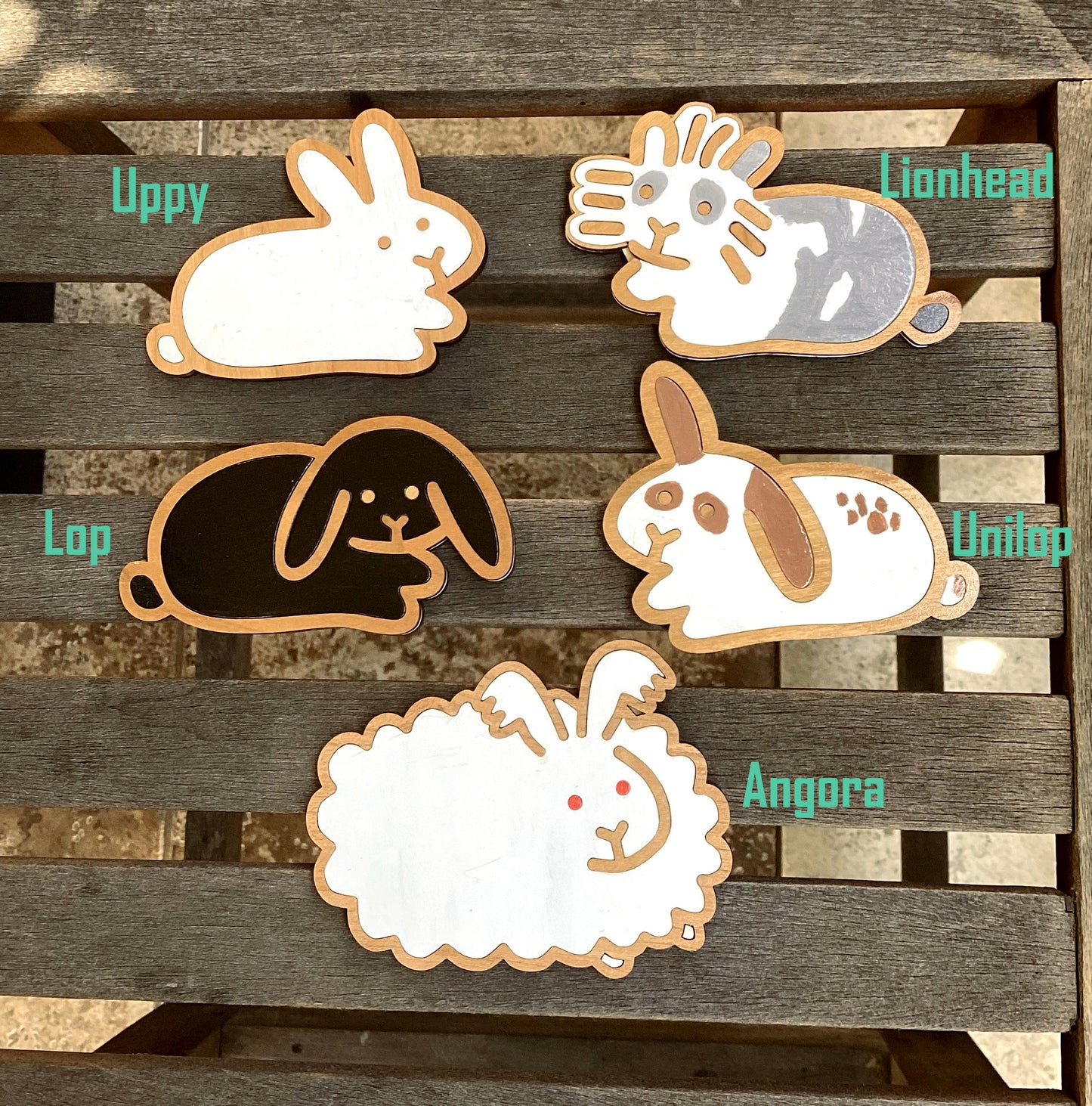 Personalized Two Bunny Name Sign 10" x 4.5", Cute Custom Rabbit Wood Sign
