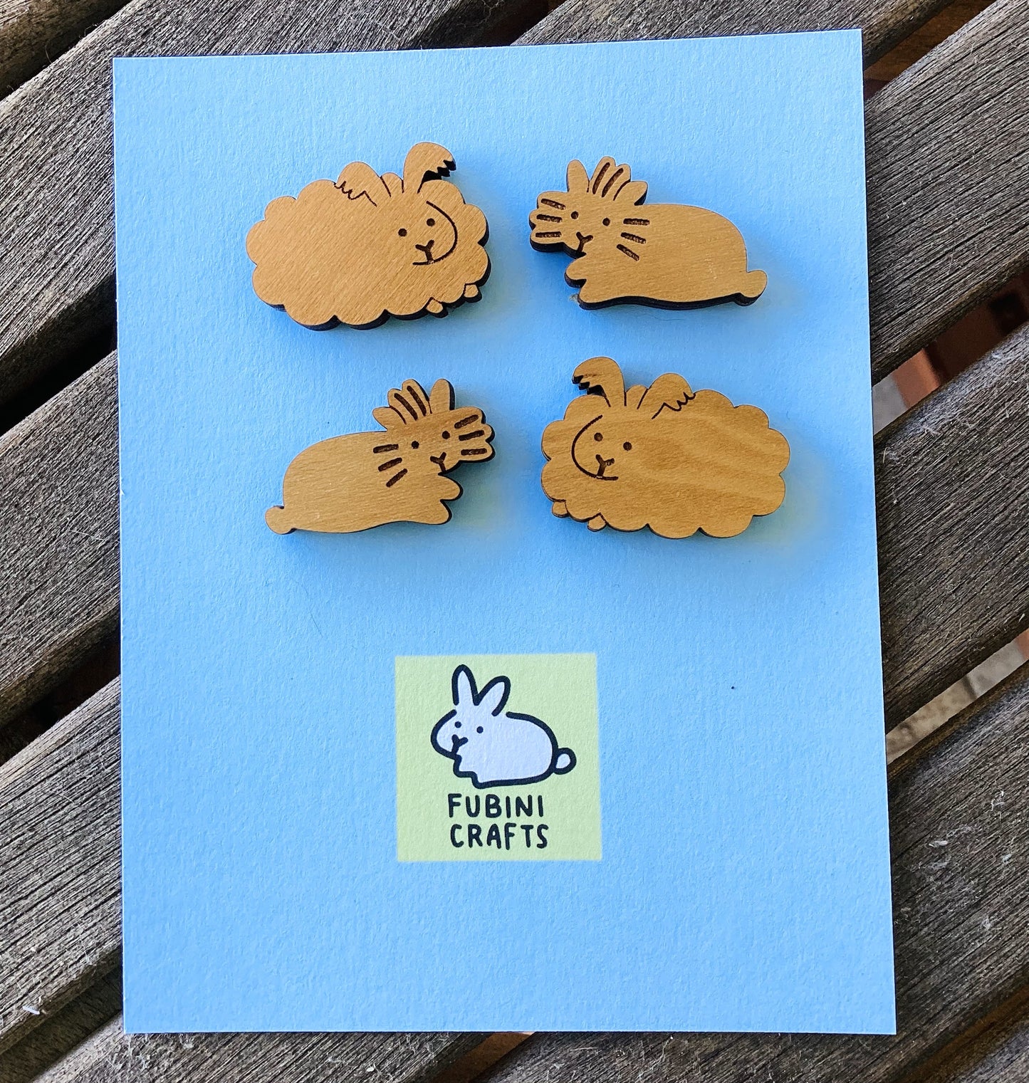 Small Bunny Magnets (Set of 4) - Angora & Lionhead