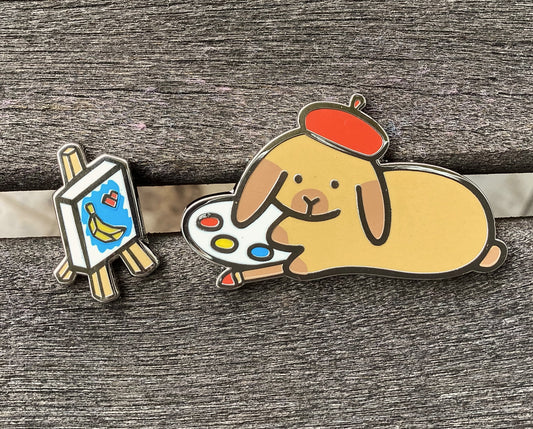Artist Bunny Pin + Mini Easel Pin Combo