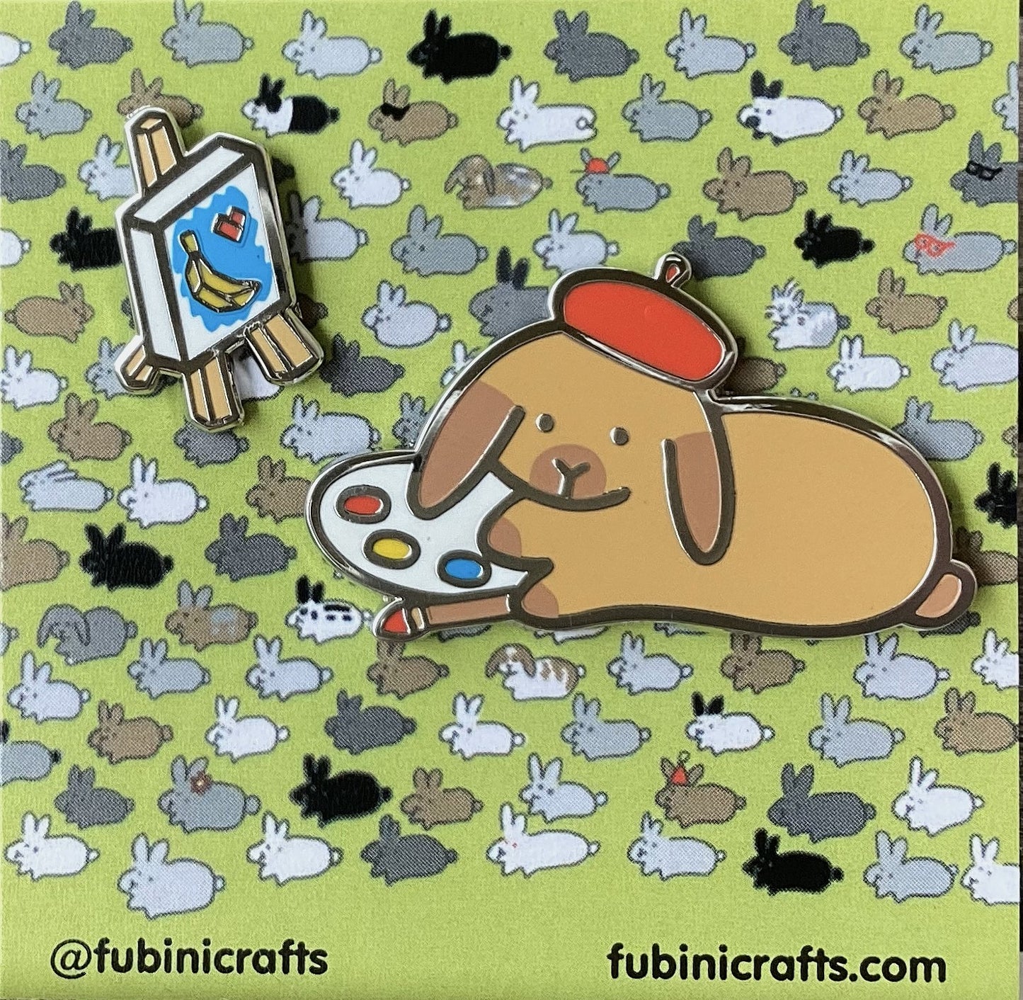 Artist Bunny Pin + Mini Easel Pin Combo