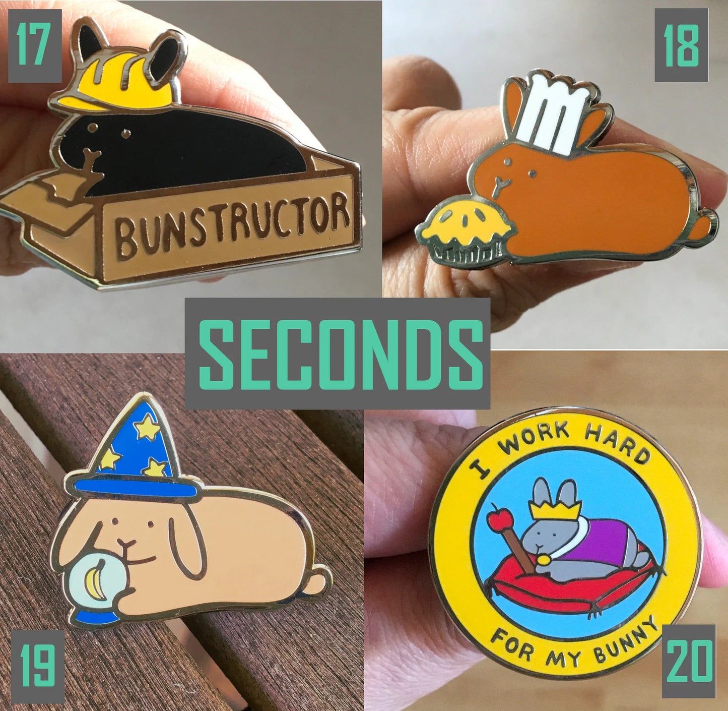 SECONDS B-Grade PINS: Various Bunny Pins with Imperfections