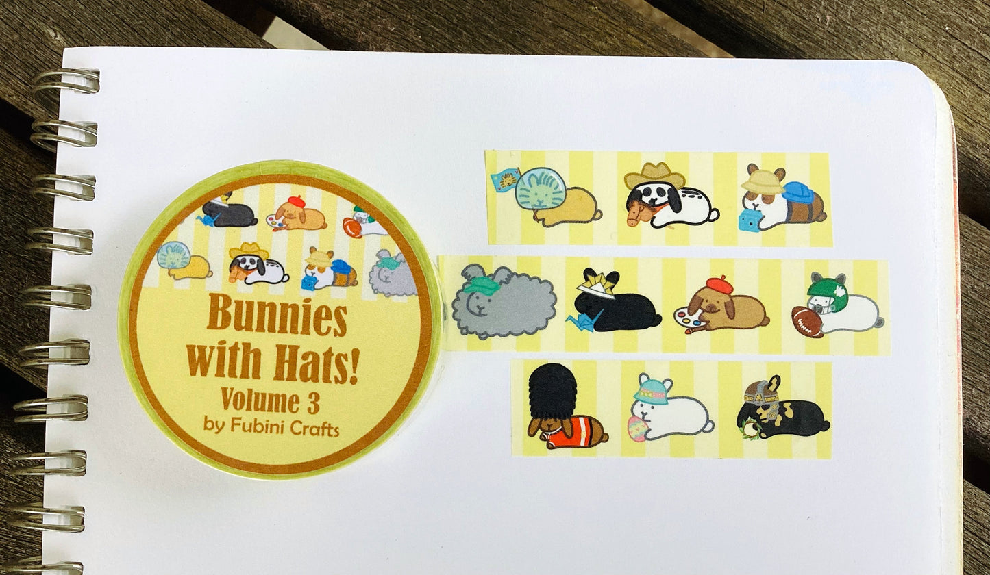 Bunnies with Hats Volume 3 Washi Tape 15mm x 10m