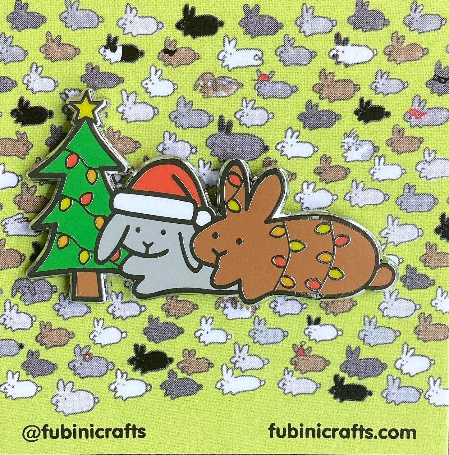 Christmas Tree Bunnies Pin