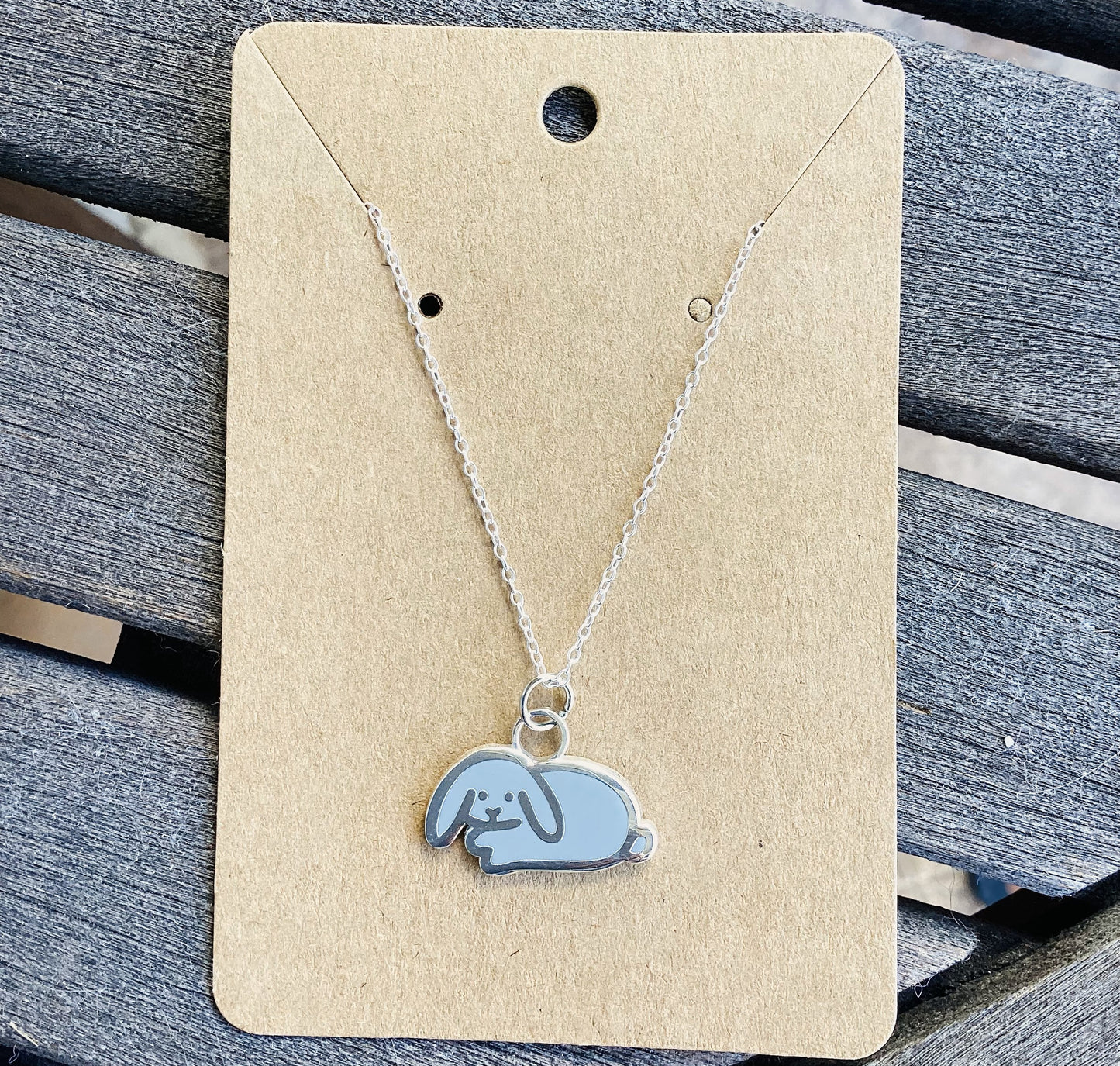 Lop Bunny Necklace (Select One White or Gray)