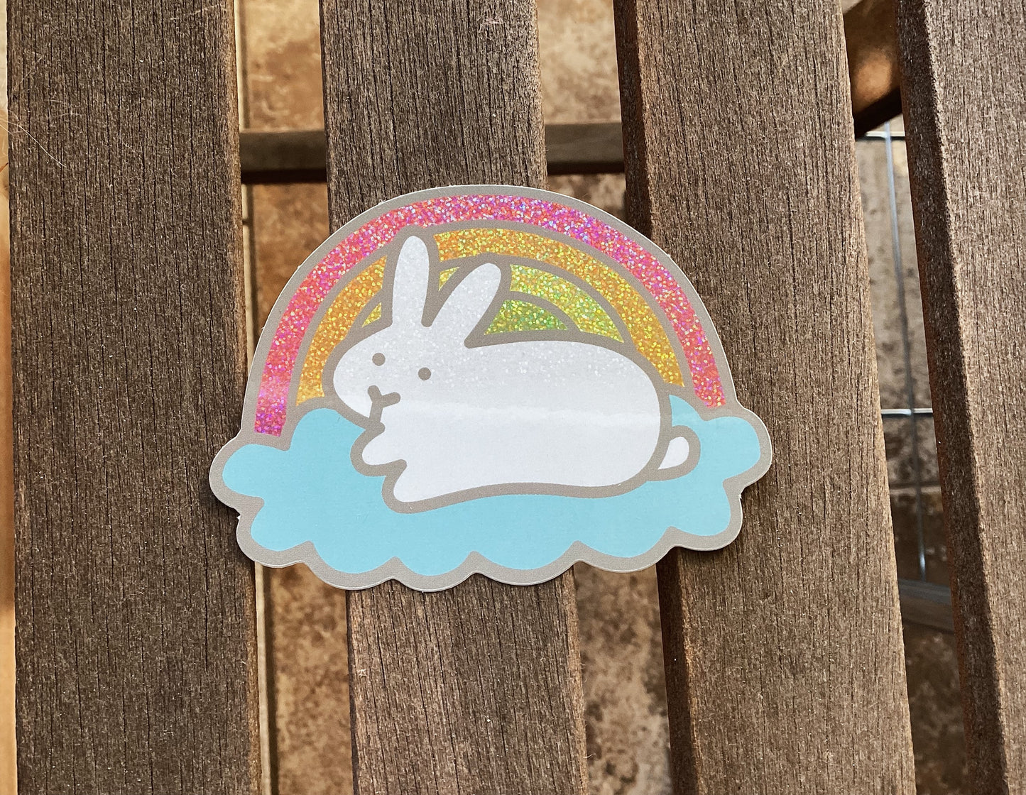 Rainbow Bunny Glitter Sticker