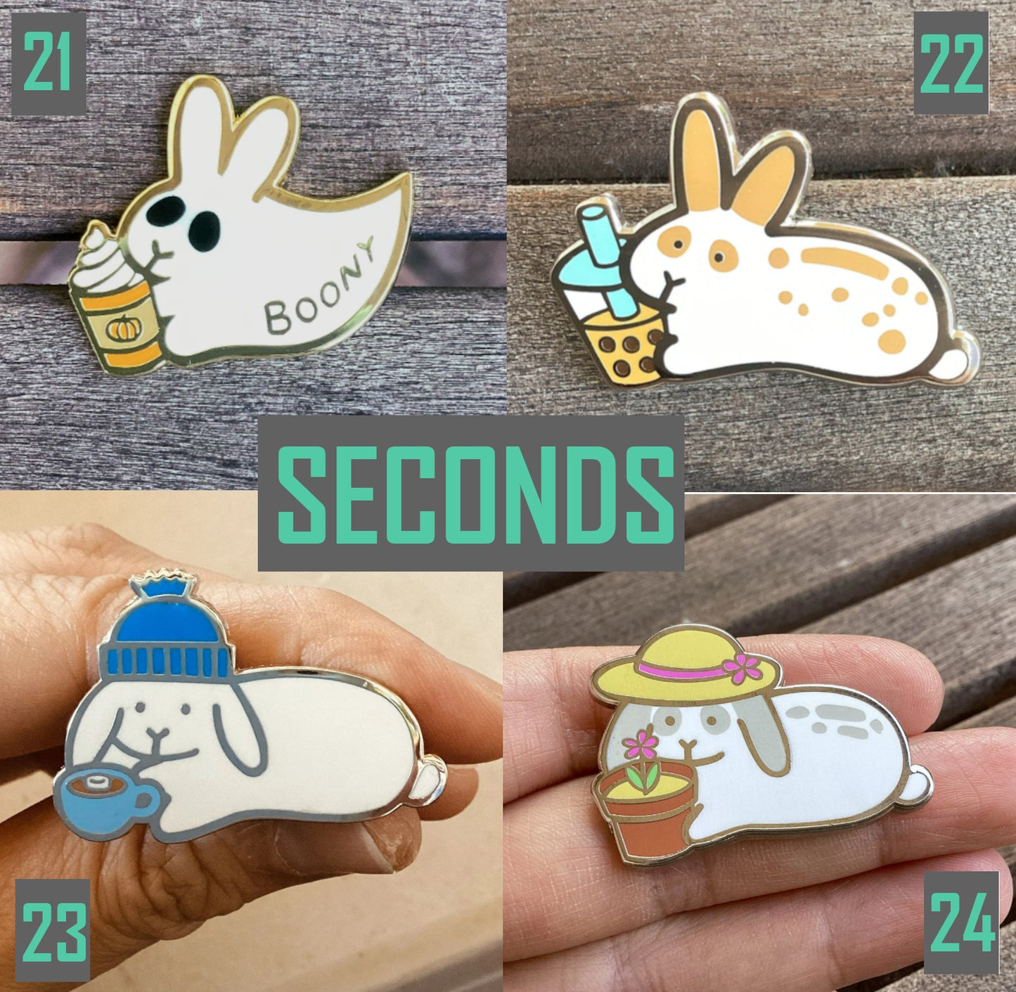 SECONDS B-Grade PINS: Various Bunny Pins with Imperfections
