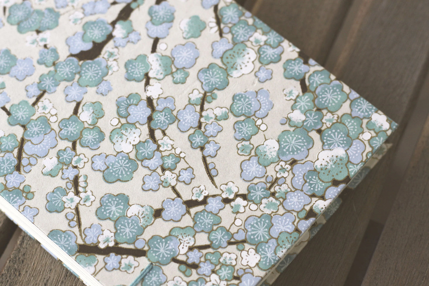 Teal Cherry Blossoms Handmade Journal