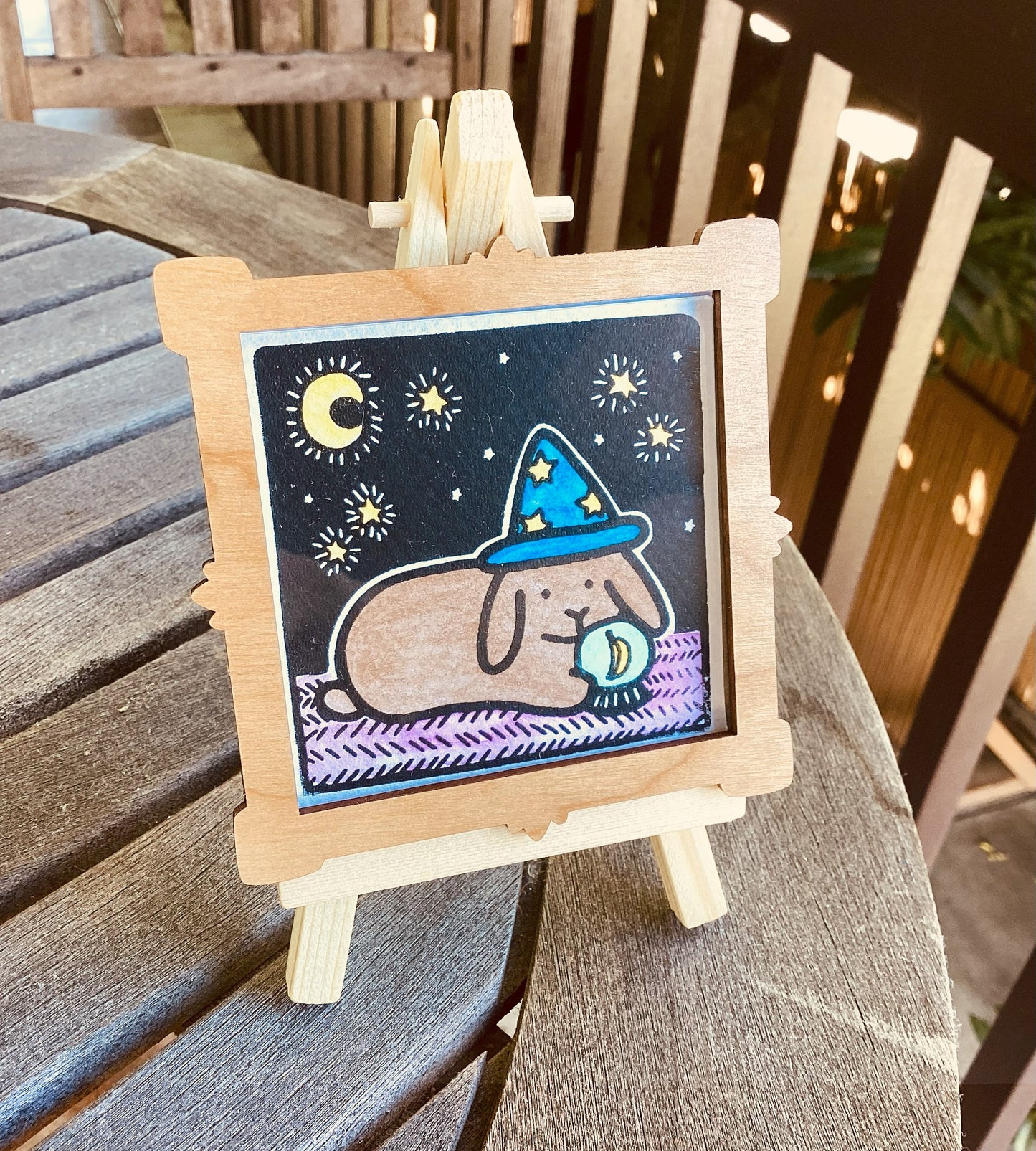Wizard Bunny 3" Screenprint with Watercolor
