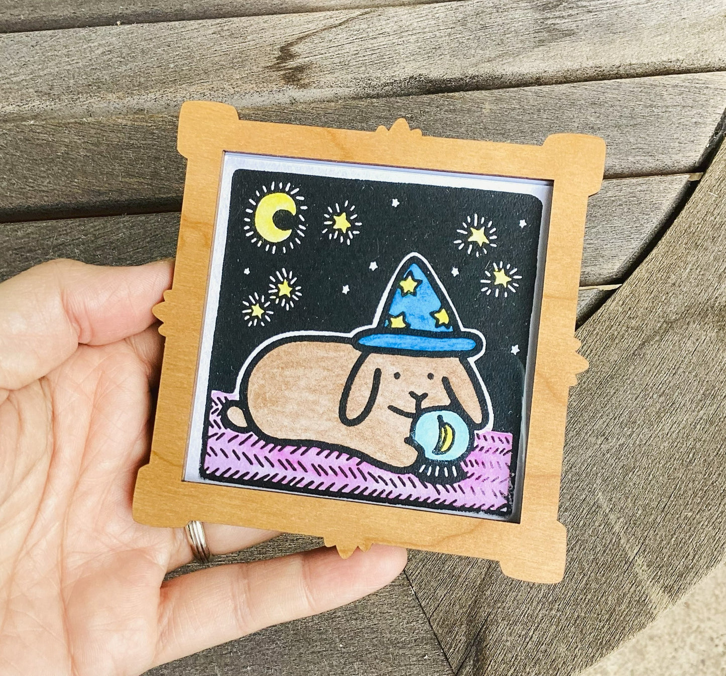 Wizard Bunny 3" Screenprint with Watercolor