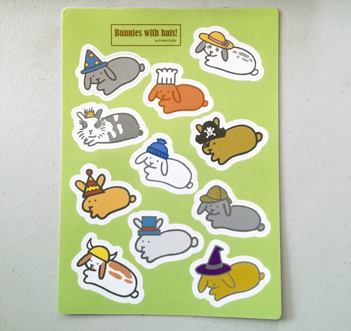 Bunnies with Hats Volume 1 Sticker Sheet
