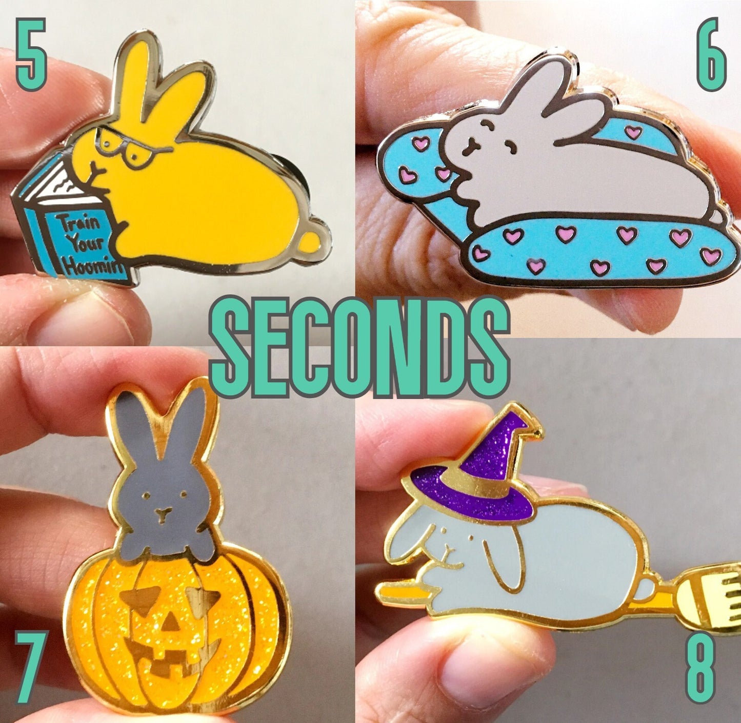 SECONDS B-Grade PINS: Various Bunny Pins with Imperfections