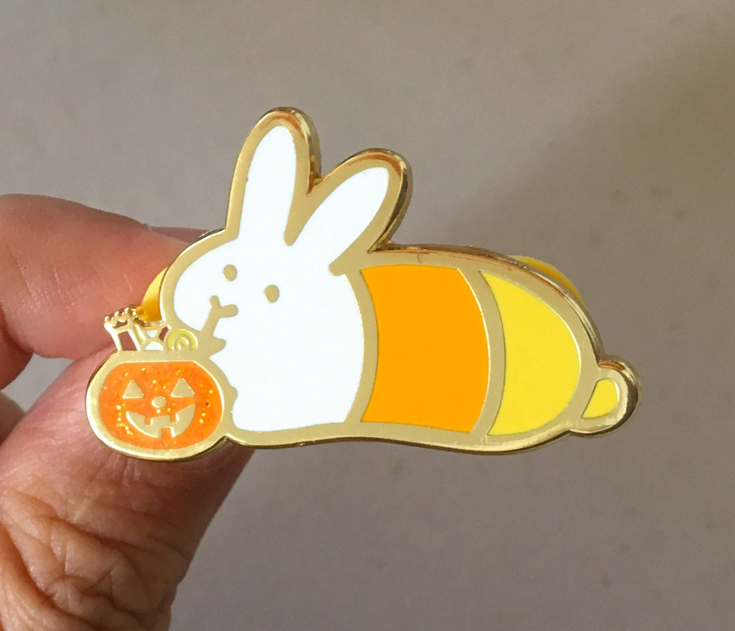 Candy Corn Bunny Halloween Pin