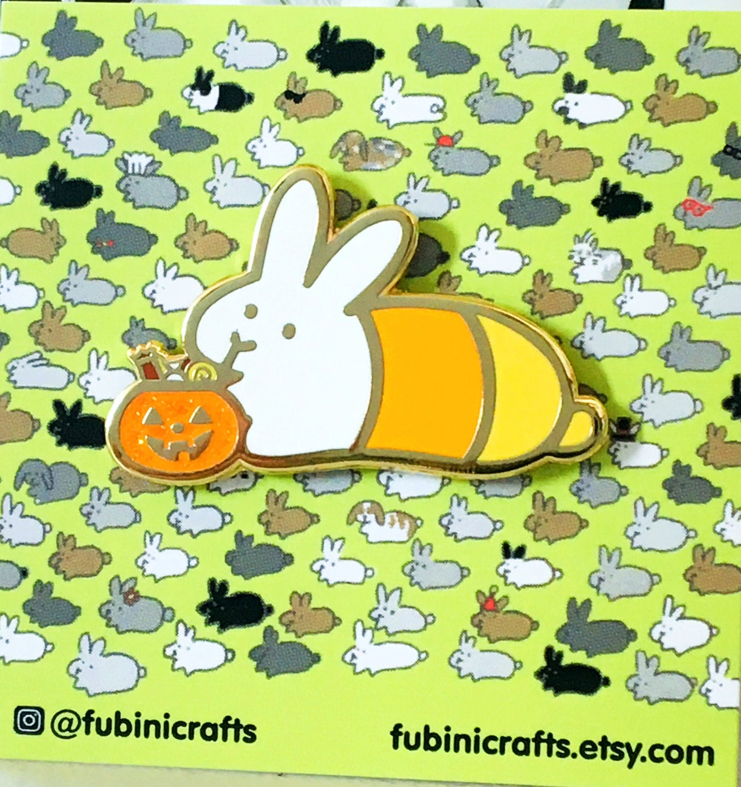 Candy Corn Bunny Halloween Pin