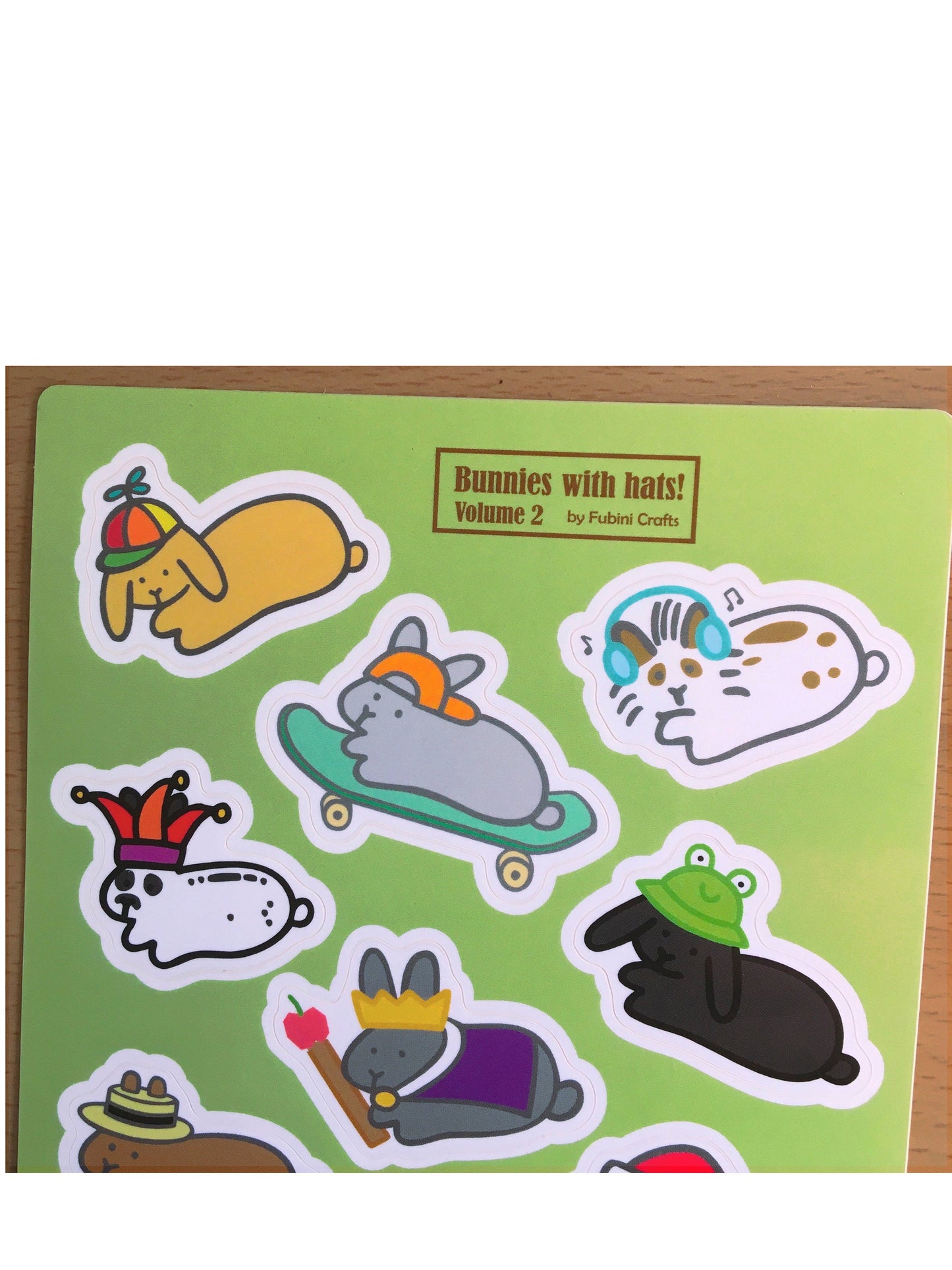 Bunnies with Hats Volume 2 Sticker Sheet