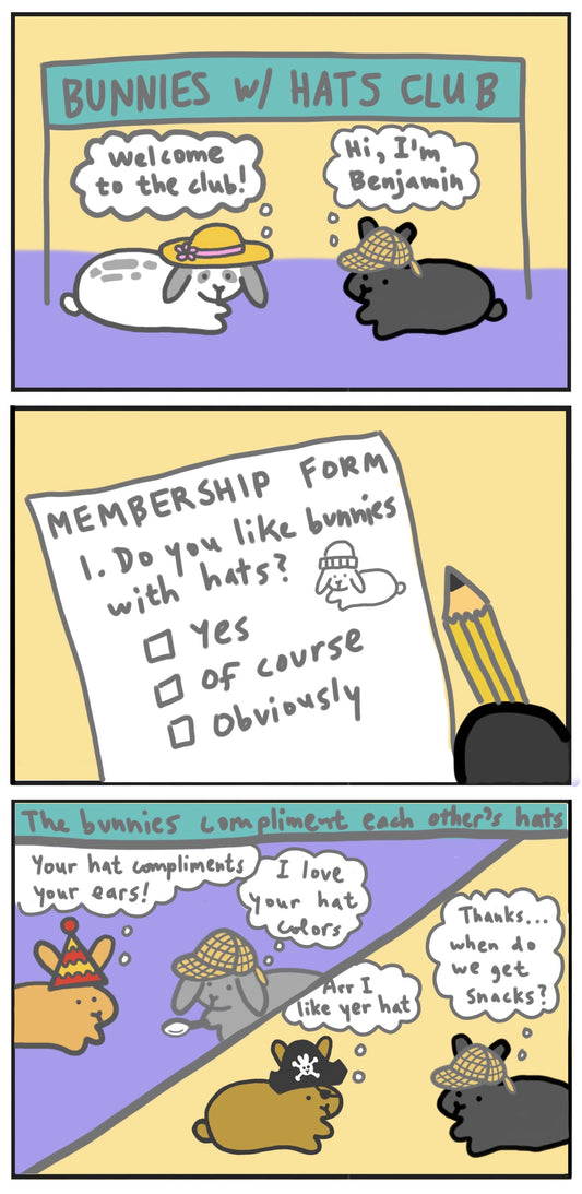 Bunnies with Hats Club Comic Part 2 (published 2/12/2023)