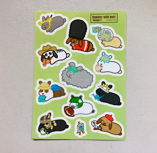 Bunnies with Hats Volume 3 Sticker Sheet