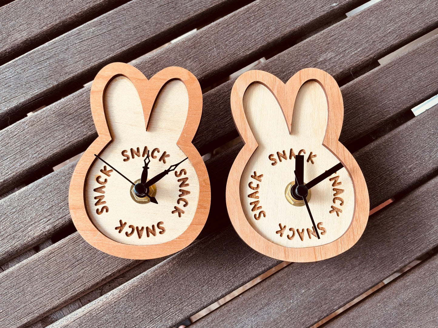 Small Desk Clock - Snack O Clock Bunny Clock with Stand