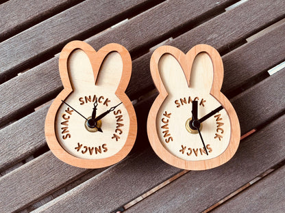 Small Desk Clock - Snack O Clock Bunny Clock with Stand