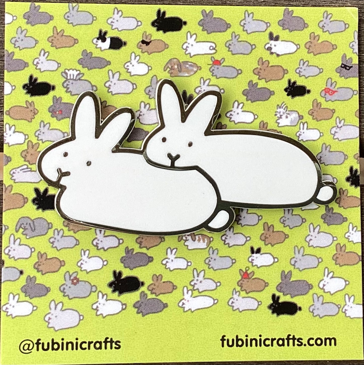 Two White Bunnies Pin