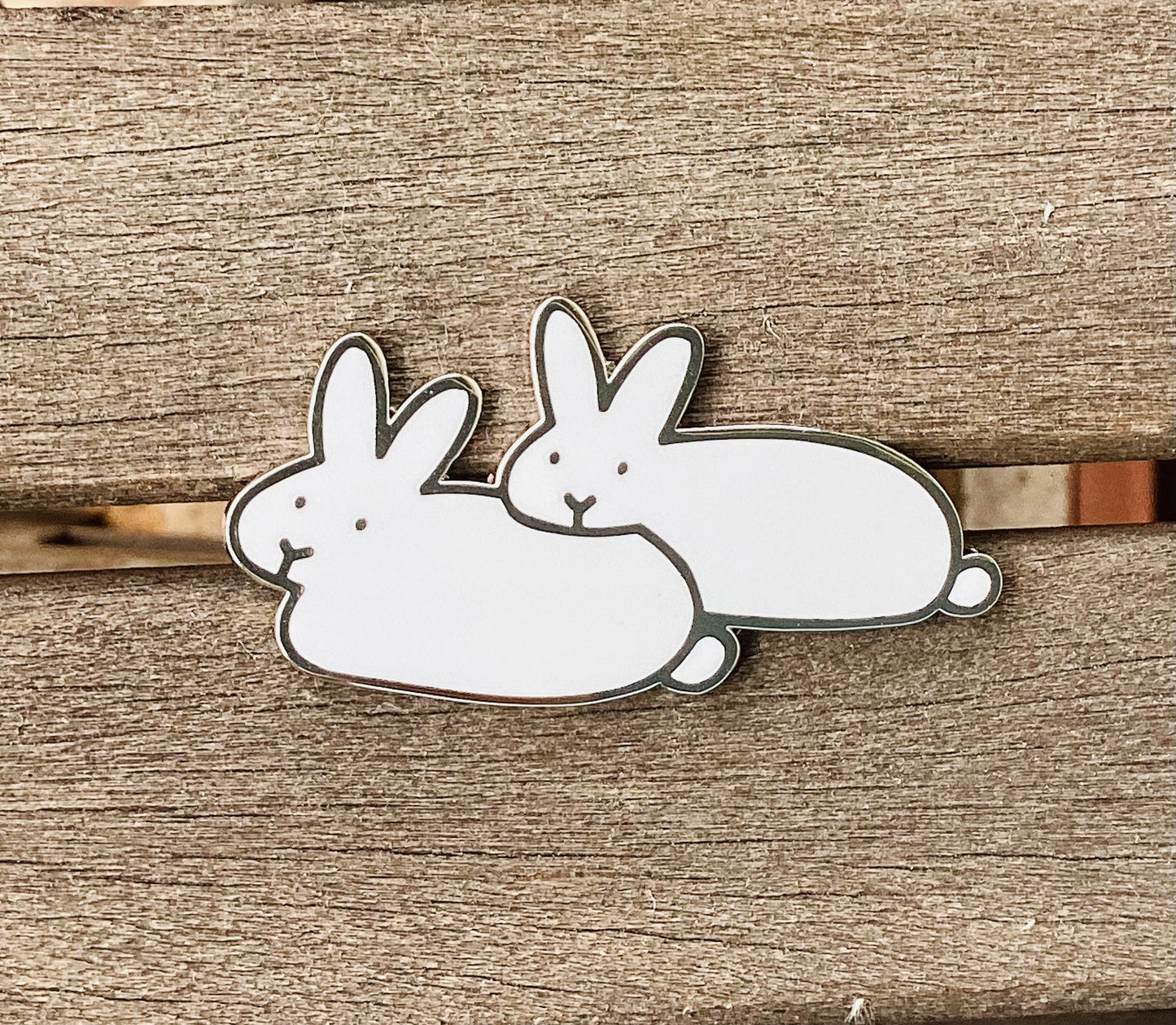 Two White Bunnies Pin
