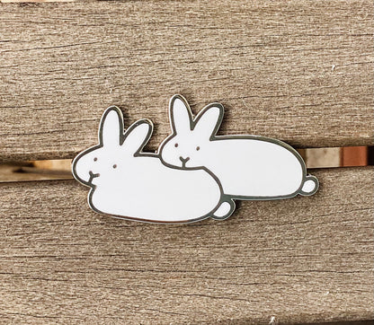 Two White Bunnies Pin