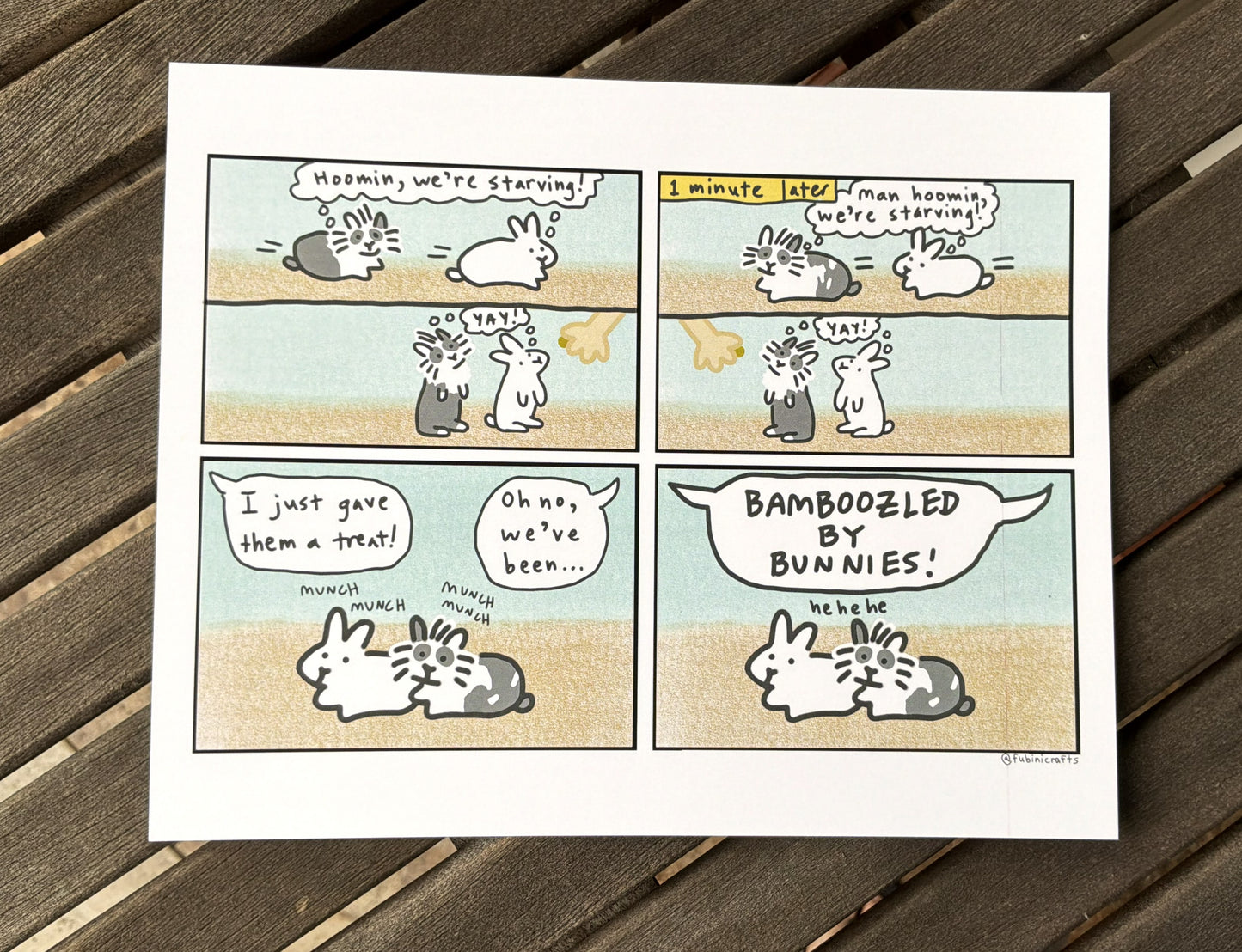 Bamboozled By Bunnies Comic Art Print 8"x10"