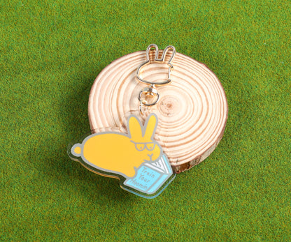 Book Bunny Acrylic Keychain 2.5"