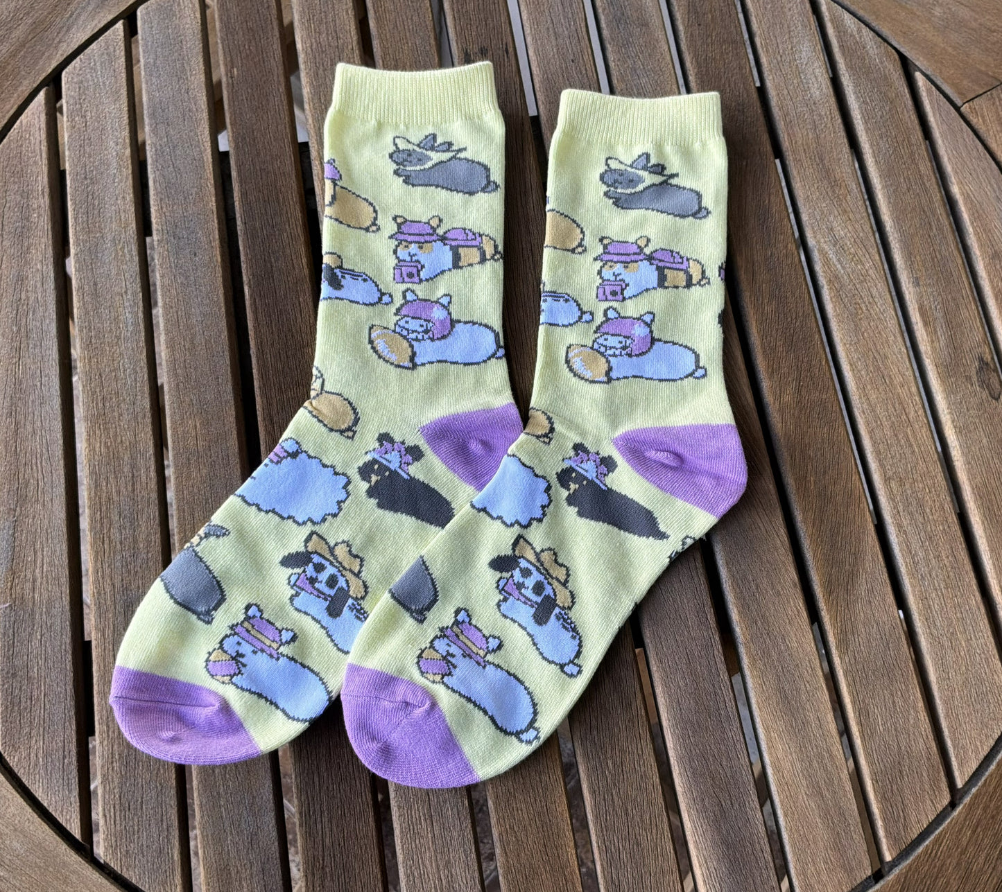 Bunny Rabbit Crew Socks - Bunnies with Hats Volume 3 (Yellow)