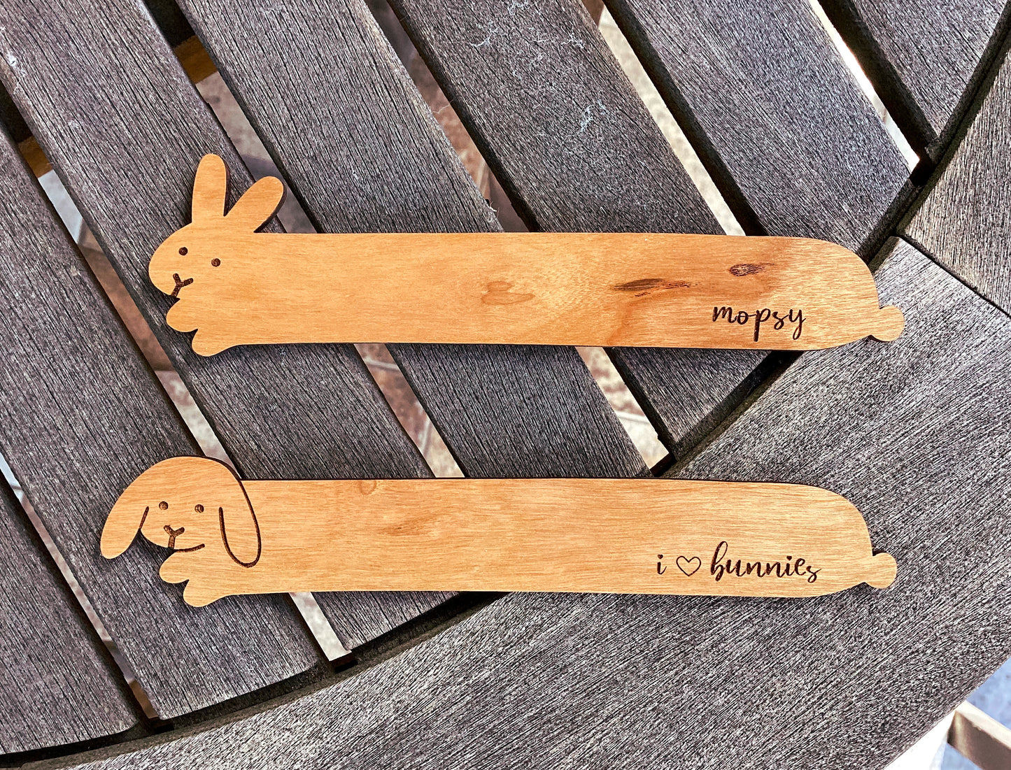 wooden long bunny bookmarks (uppy ear and lop)