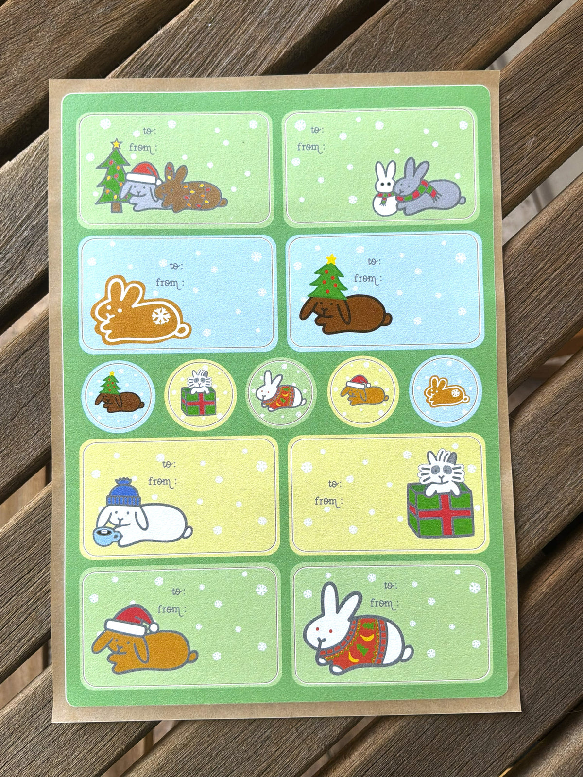 Holiday Bunnies Christmas Labels Sheets (Set of 3)