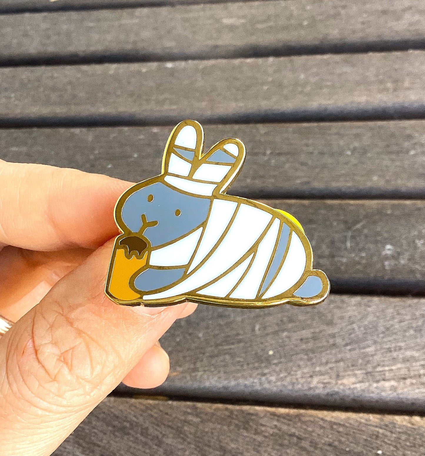 Mummy Bunny Halloween Enamel Pin