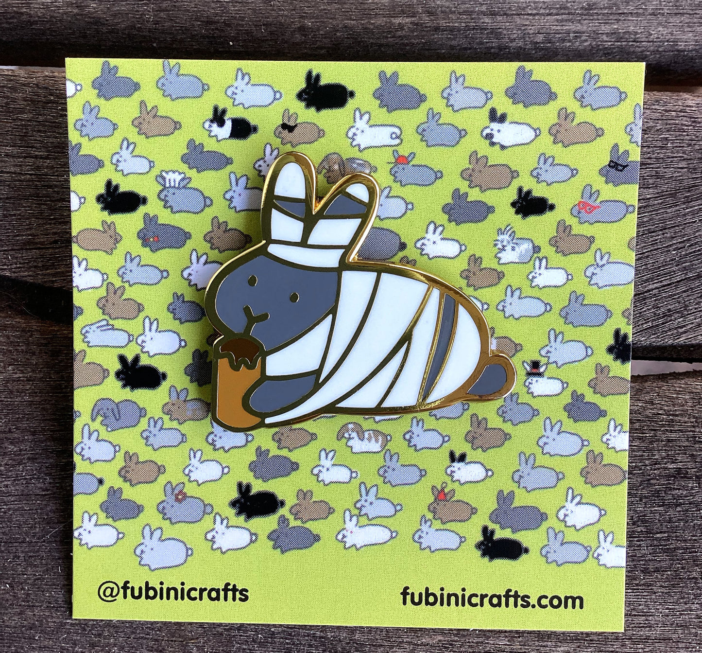 Mummy Bunny Halloween Enamel Pin