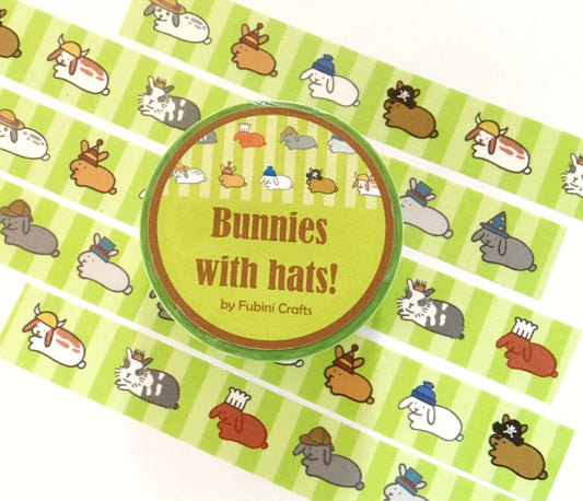 Bunnies with Hats Volume 1 Washi Tape 15mm x 10m