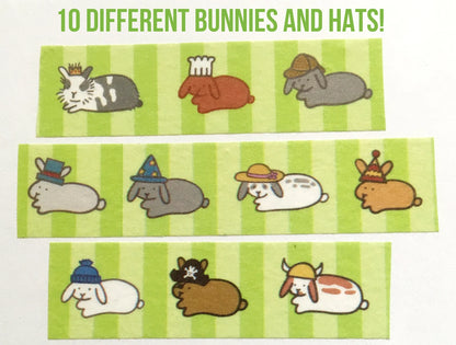 Bunnies with Hats Volume 1 Washi Tape 15mm x 10m