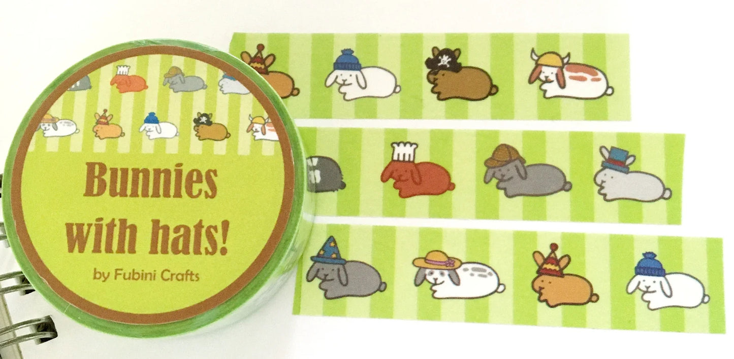 Bunnies with Hats Volume 1 Washi Tape 15mm x 10m