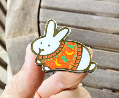 Holiday Sweater Bunny Enamel Pin