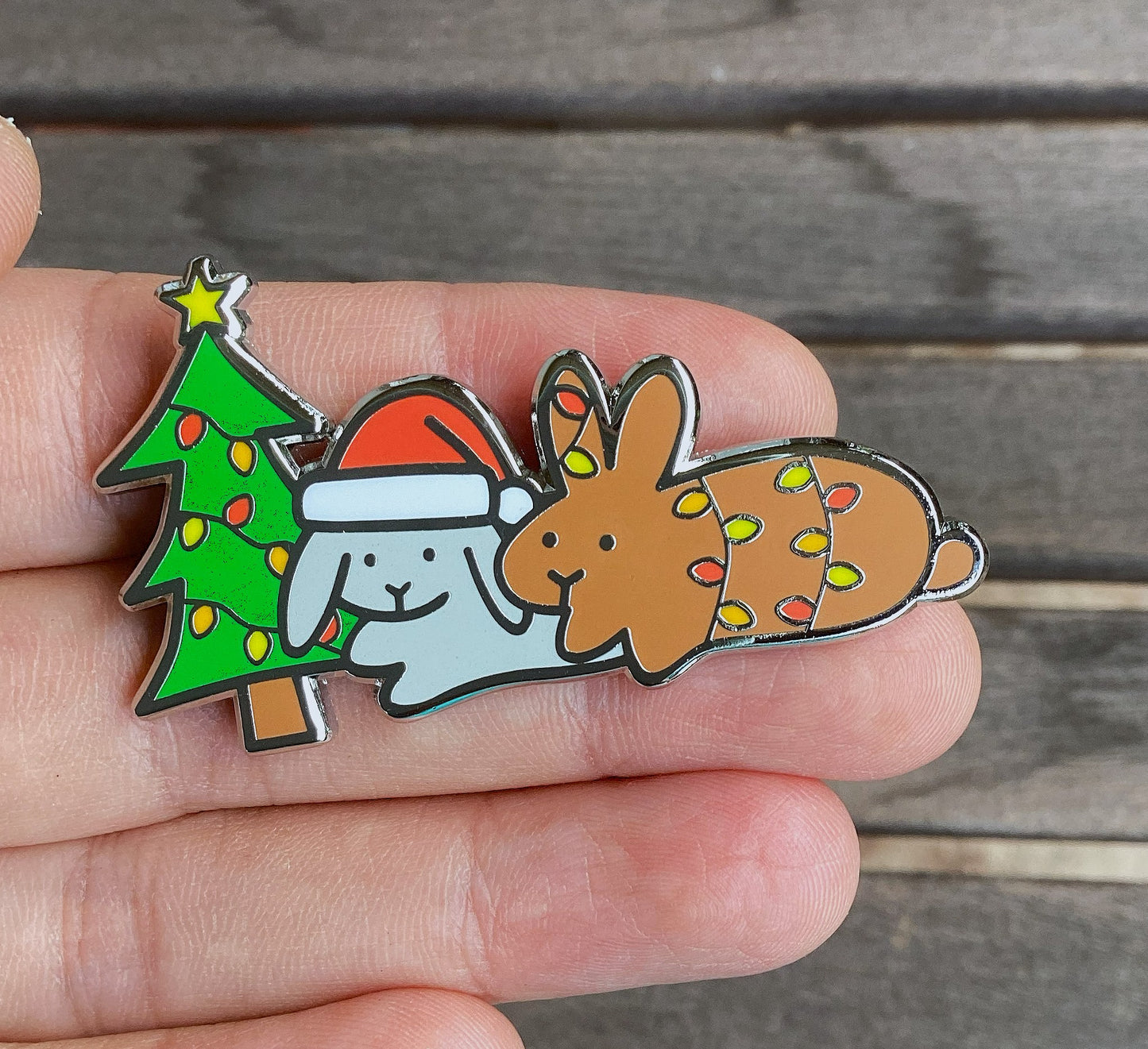Christmas Tree Bunnies Pin