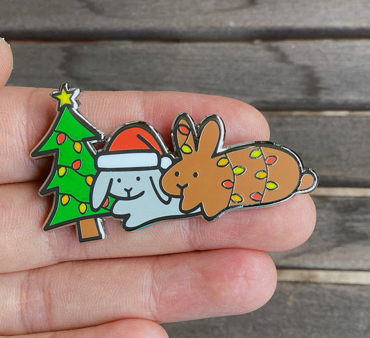Christmas Tree Bunnies Pin