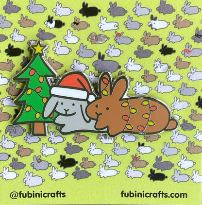 Christmas Tree Bunnies Pin