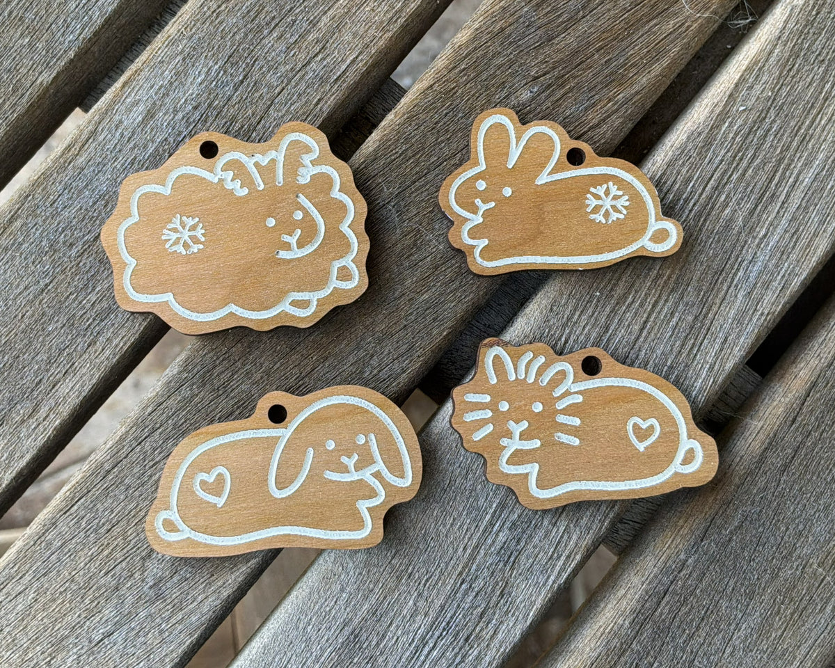 Mini Gingerbread Bunnies Ornament Set (Set of 4)