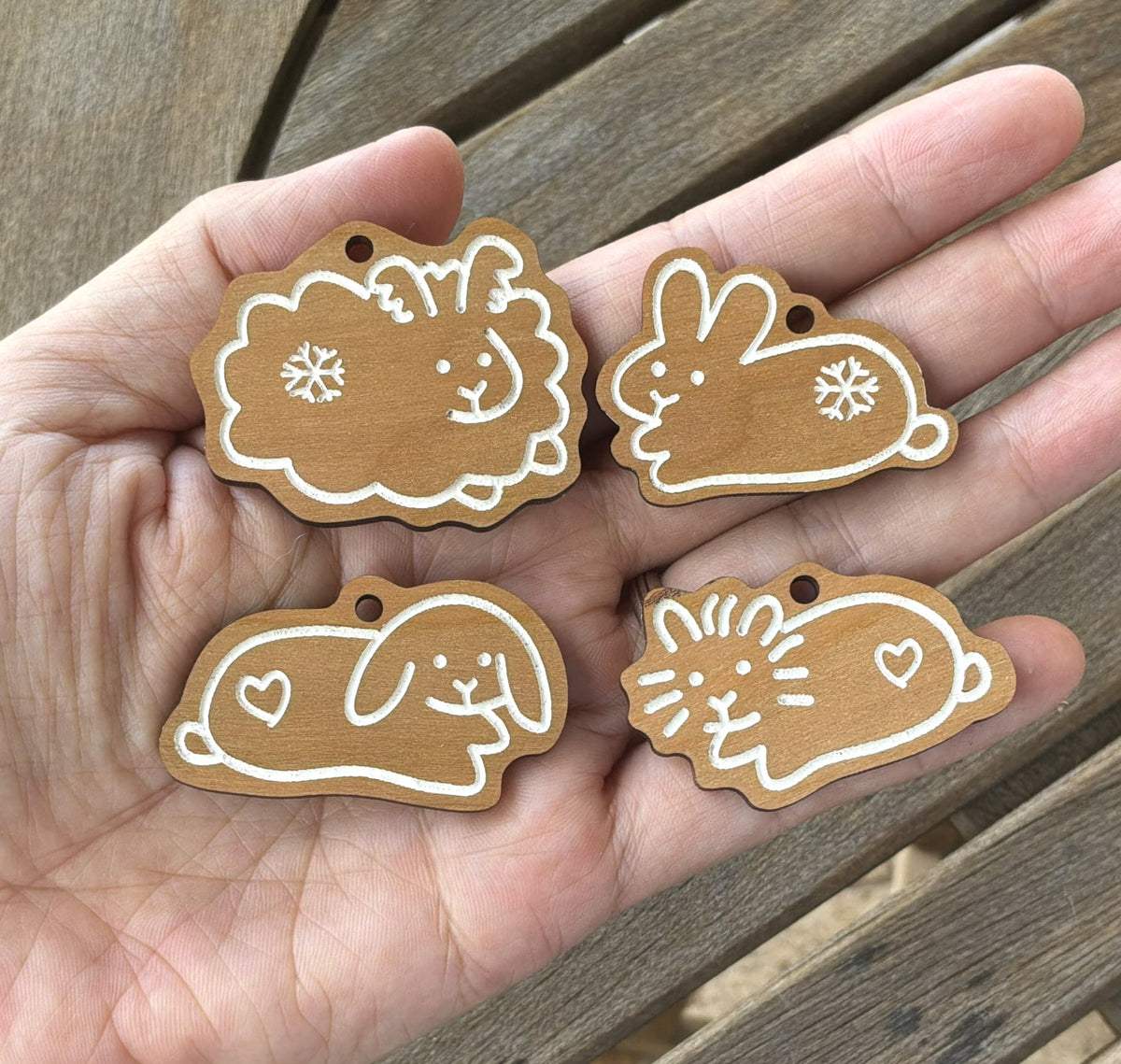 Mini Gingerbread Bunnies Ornament Set (Set of 4)