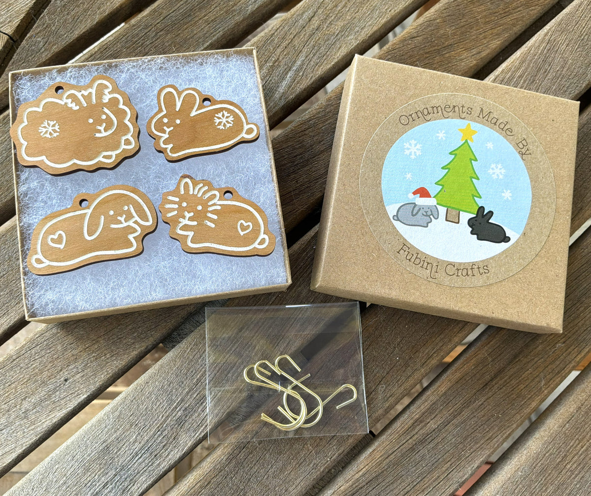 Mini Gingerbread Bunnies Ornament Set (Set of 4)
