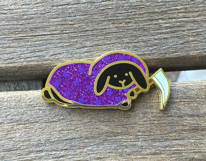 Grim Reaper Bunny Glitter Enamel Pin