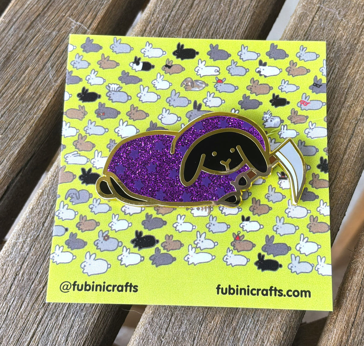 Grim Reaper Bunny Glitter Enamel Pin