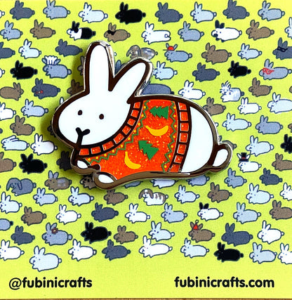 Holiday Sweater Bunny Enamel Pin