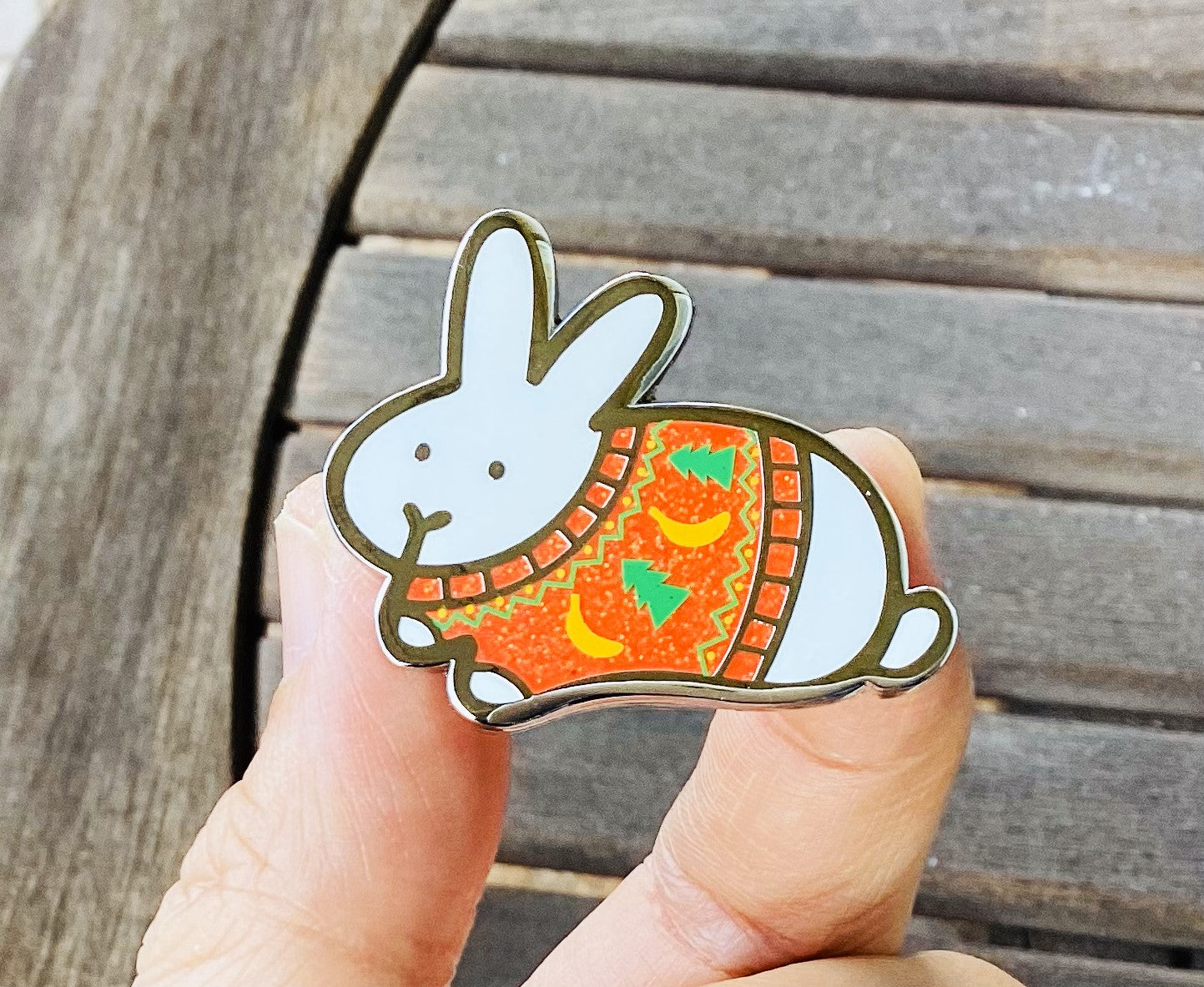 Holiday Sweater Bunny Enamel Pin