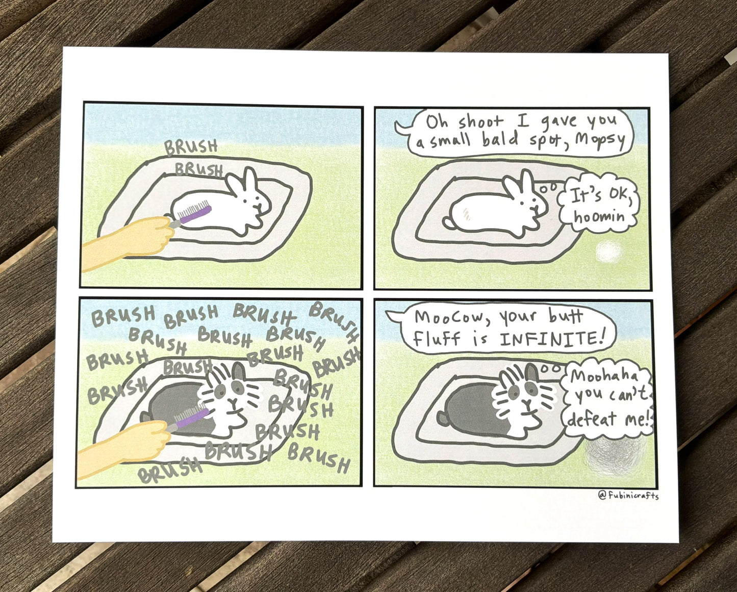 Infinite Butt Fluff Bunny Comic Art Print 8"x10"