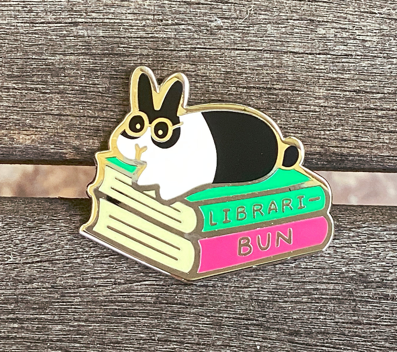 Libraribun Enamel Pin, Cute Librarian Pin